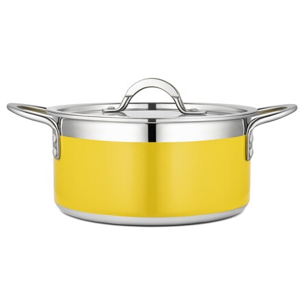 Bon Chef Country French 2 Pot W/Cover 8 5/8"D X 3 7/8"H 3 Qt 9 Oz - Yellow 71301-CF2-Y